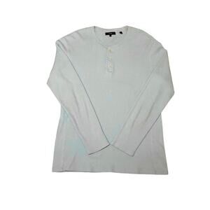 Vince men's light blue waffle thermal long sleeve pima cotton blend henley L